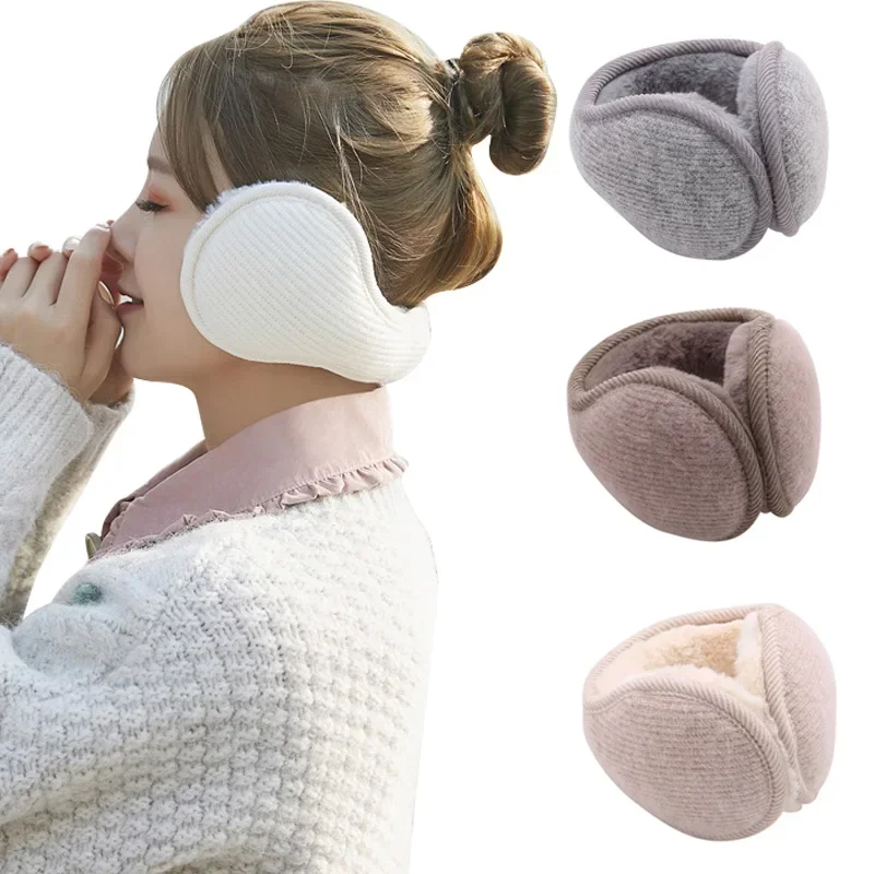 

Collapsible Women Foldable Fleece Rabbit Ear Winter Mask Muffs Warmers Plush Cap Windproof muff Soft Men Warm