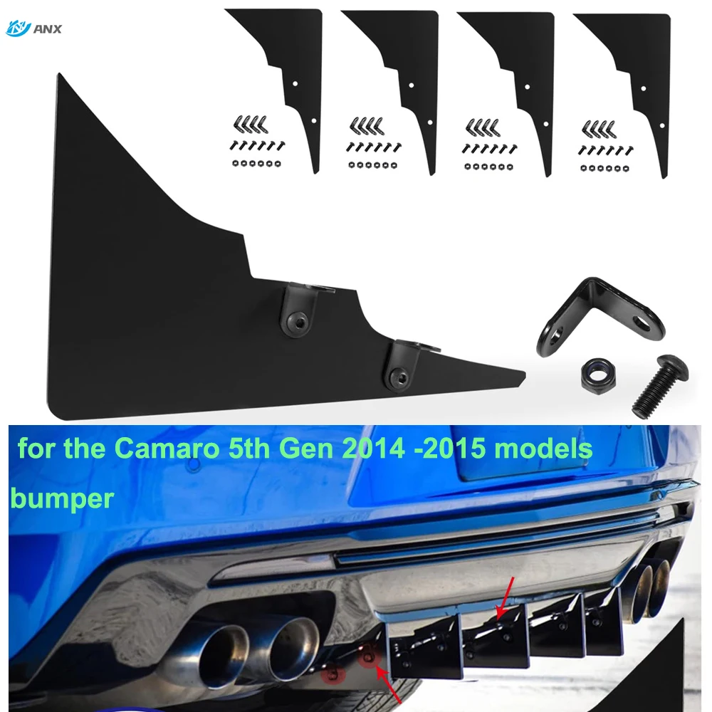 

For Camaro 5th Gen Rear Diffuser Set, V1 Style Shark Fin Bumper Diffuser Kit, Aluminum Bumper Exterior Accessories 5 Pins/kit