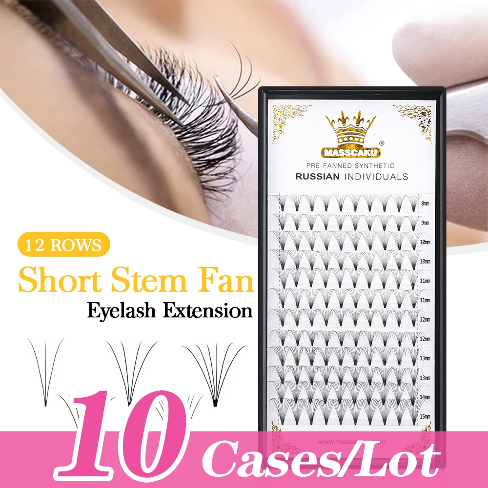 

Premade Fans Eyelash Extensions Short Stem 4D/5D/6D/0.10mm C/D Curl 8-15mm Mixed Lengths Single LengthTray Handmade Volume Lash