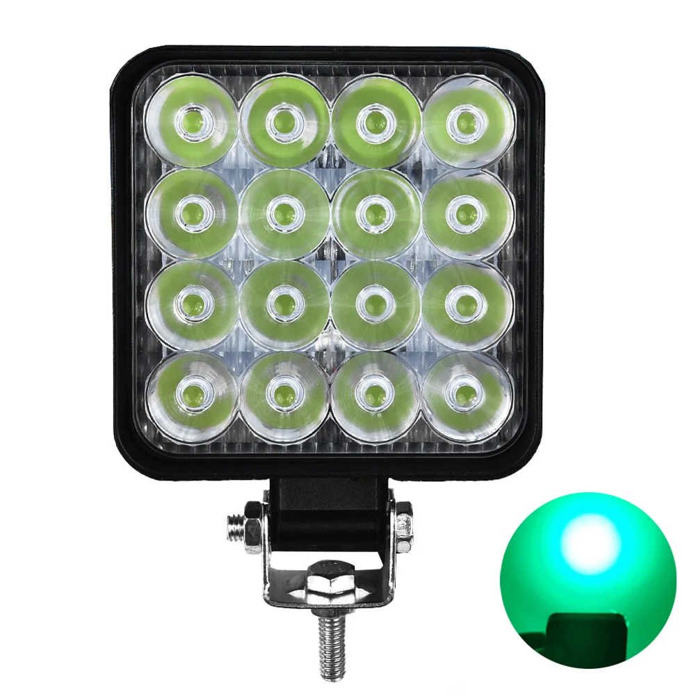 

1PC 16-LED Work Green Lights Bar Floodlight Car ATV Off-Road Driving Fog Lamp 12V/24V 48W 6000K Waterproof Auto Accessories