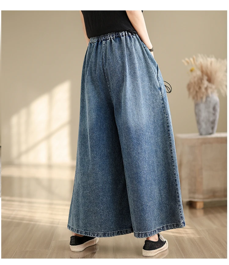 Jeans Oversized Spring Wide Leg Pant Women Elastic High Waist Casual Loose Ladies Trousers Fashion Irregular Pleated Woman Pants Jeans Oversized Spring Wide Leg Pant Women Elastic High Waist Casual Loose Ladies Trousers Fashion Irregular Pleated Woman Pants