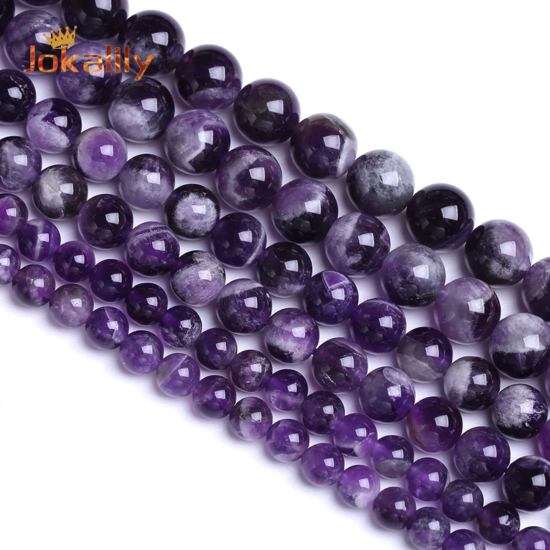 

AAA+ Natural Dream Lace Amethysts Purple Crystal Stone Beads For Jewelry Making Round Beads DIY Bracelets 4 6 8 10 12mm 15" inch