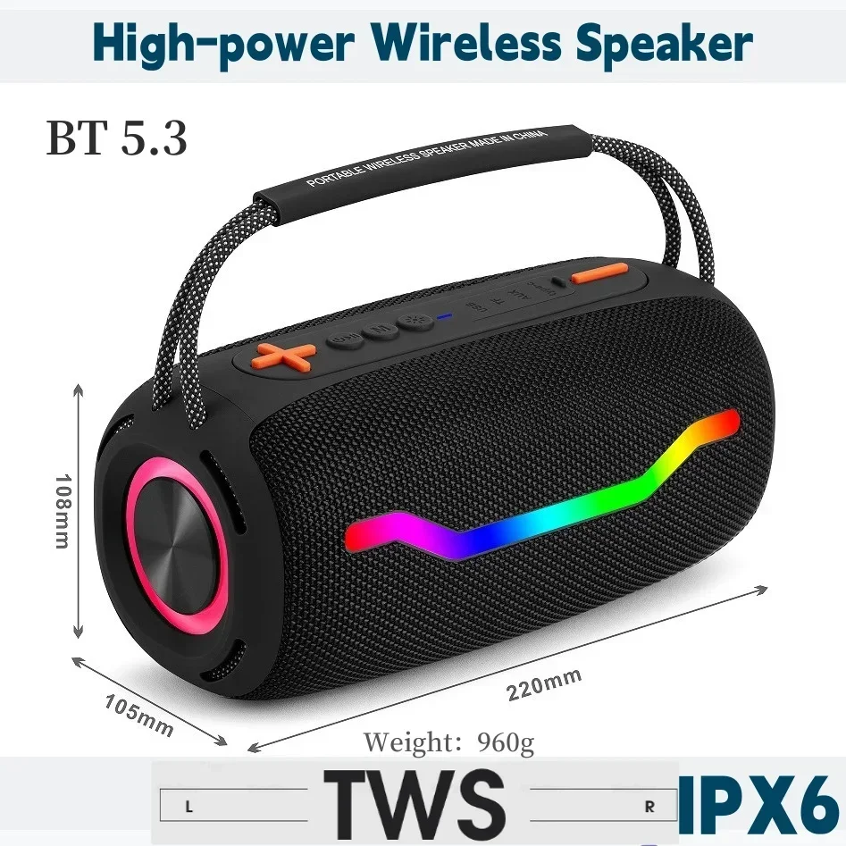 

BOOMBOX HiFi sound quality wireless Bluetooth speaker outdoor portable 3D surround music center waterproof subwoofer reverb