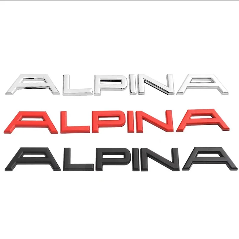 

3D Metal Black Chrome Red Rear Tail Trunk Modification Logo ALPINA Emblem Car Fender Badge Trunk Decal For ALPINA Stikcer