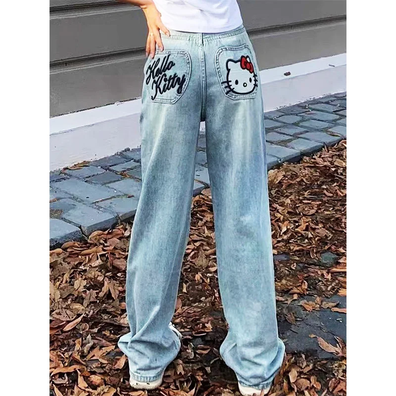 Hellokitty Pants Embroidered Pocket Straight Leg Jeans Sanrio Women's Baggy Slimming Wide-Leg Pants
Hellokitty Pants Embroidered Pocket Straight Leg Jeans Sanrio Women's Baggy Slimming Wide-Leg Pants