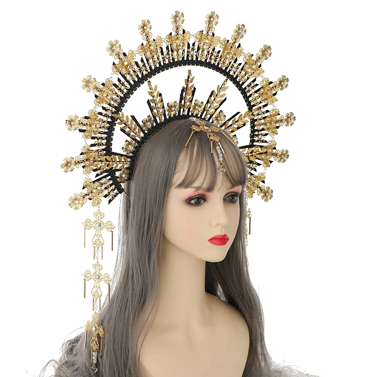 Baroque Halo Crown Headpiece Handmade Gothic Punk Women Goddess Angel Headband Costume Accessories
Baroque Halo Crown Headpiece Handmade Gothic Punk Women Goddess Angel Headband Costume Accessories