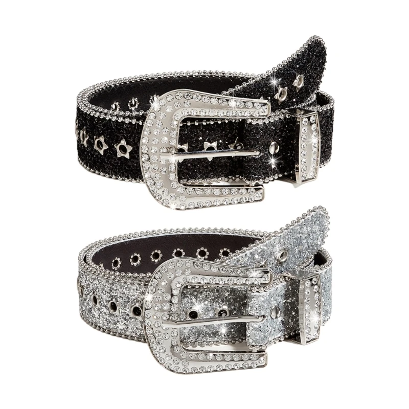 

Cowboy Bling Buckle Belt Full Sequins Belt for Adult