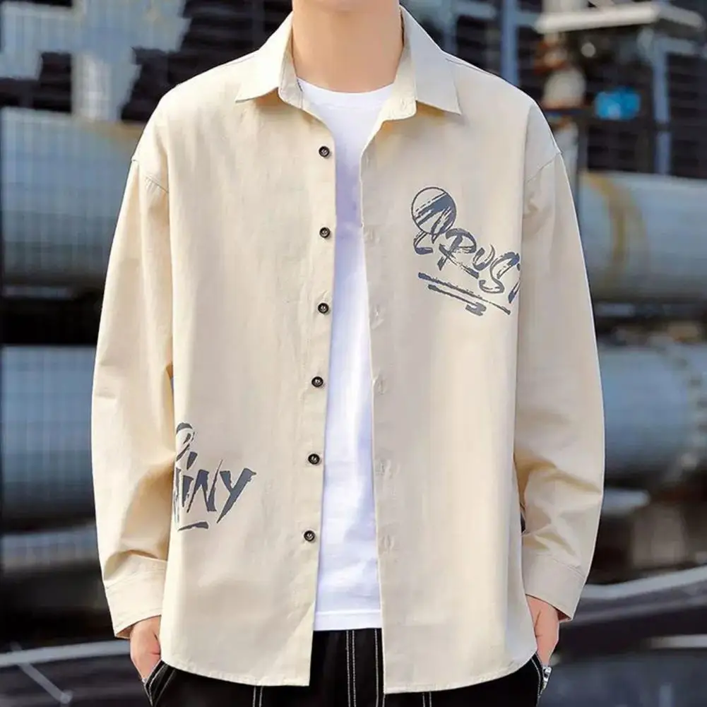 Versatile Shirt Coat Men's Spring Autumn Long Sleeve Shirt Coat with Print Lapel Single Breasted Design Loose Fit for Casual
Versatile Shirt Coat Men's Spring Autumn Long Sleeve Shirt Coat with Print Lapel Single Breasted Design Loose Fit for Casual