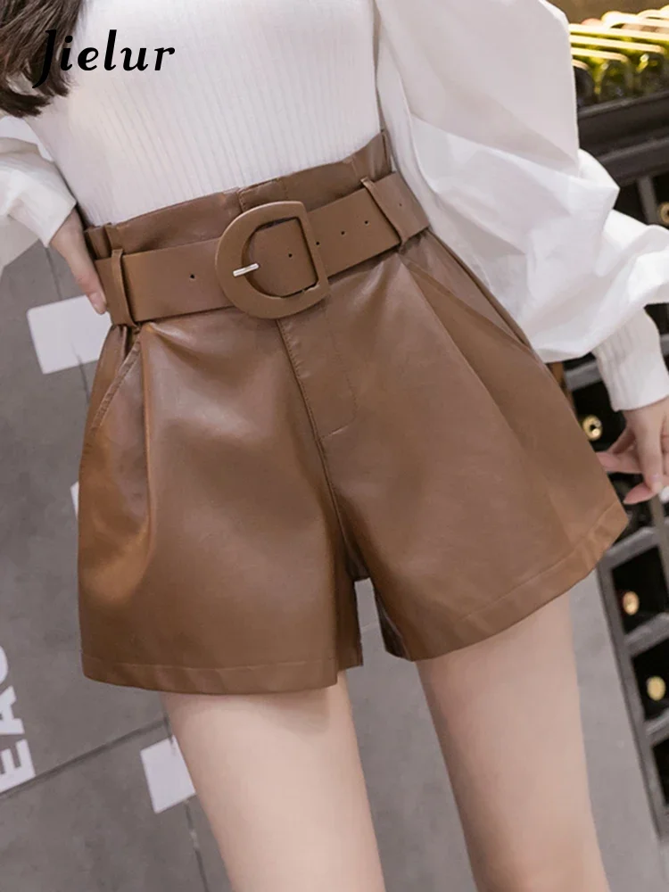 Jielur New Autumn Winter Black Pu Faux Leather Women Shorts Sashes High Waist Wide Leg Shorts Elegant Female
Jielur New Autumn Winter Black Pu Faux Leather Women Shorts Sashes High Waist Wide Leg Shorts Elegant Female