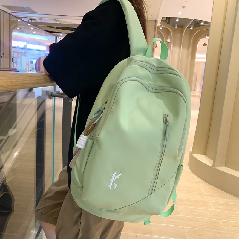 

Enopella Fashion Cute High School Bookbag Simple Women Kawaii Waterproof Nylon Backpack For Teen Girls Boys Black Bagpack Trendy