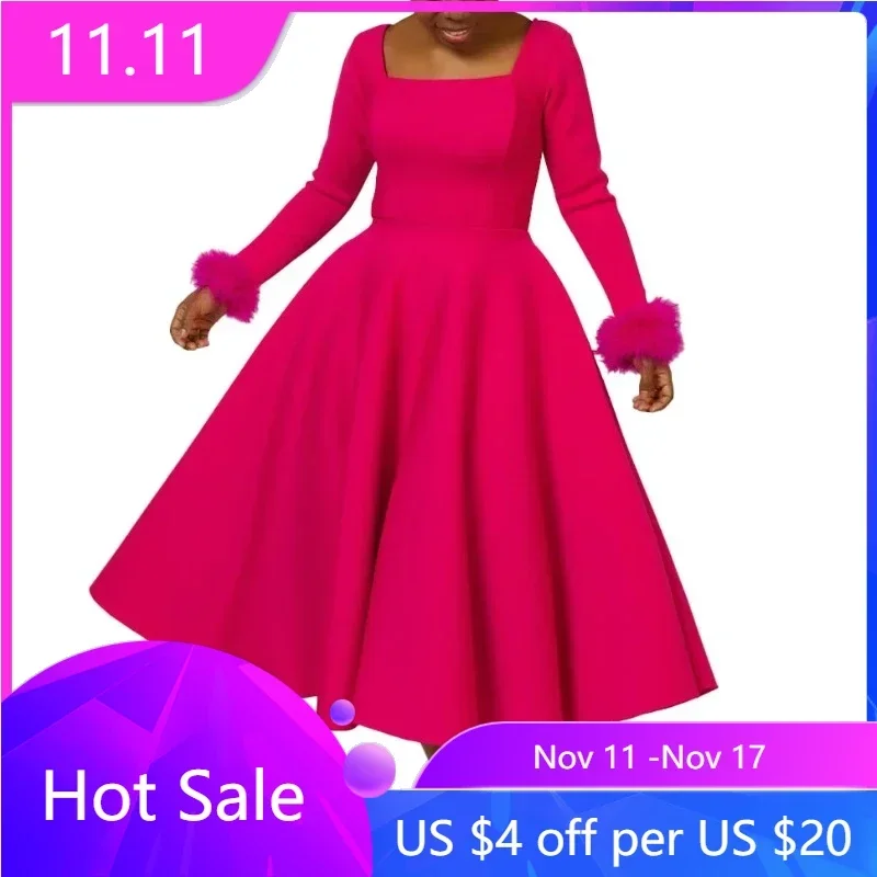 Elegant A-line Dress African Long Dresses for Women 2023 Autumn Winter Evening Party Fuzzy Trim Swing Midi Robe Femme Plus Size
Elegant A-line Dress African Long Dresses for Women 2023 Autumn Winter Evening Party Fuzzy Trim Swing Midi Robe Femme Plus Size