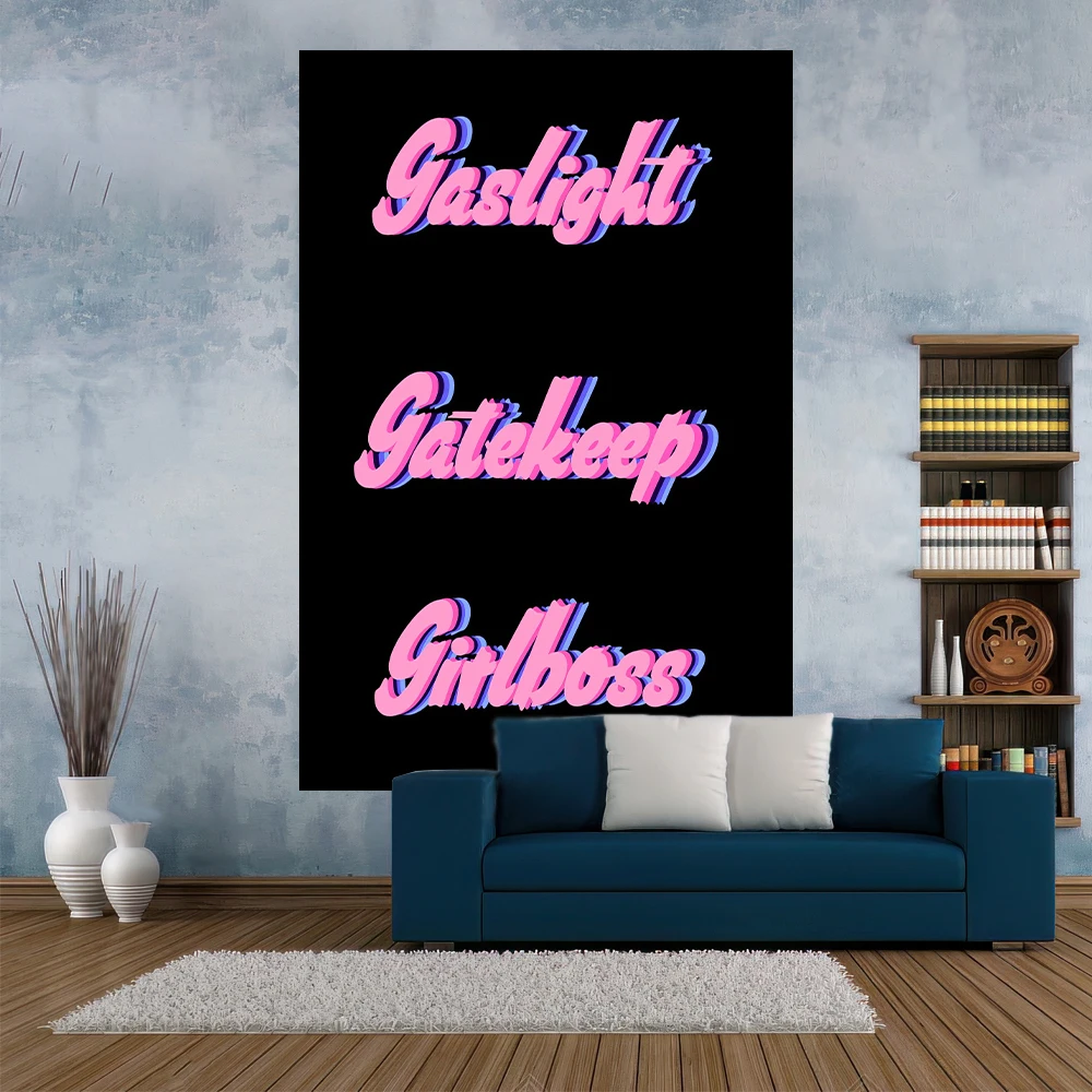 

Funny Meme Tapestry Gaslight Gatekeep Girlboss Printed Room Decoration Wall Hanging Blanket Dorm Decor Yoga Mat