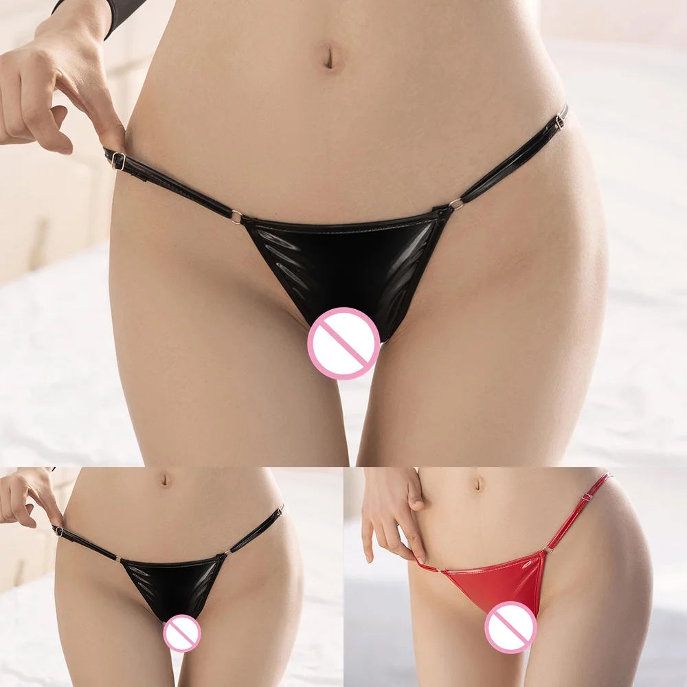 Women Open Crotch Thong Panties Shiny Wet Look PU Leather Briefs Low Rise Underpants Adjustable Erotic Lingerie T-Back Underwear
Women Open Crotch Thong Panties Shiny Wet Look PU Leather Briefs Low Rise Underpants Adjustable Erotic Lingerie T-Back Underwear