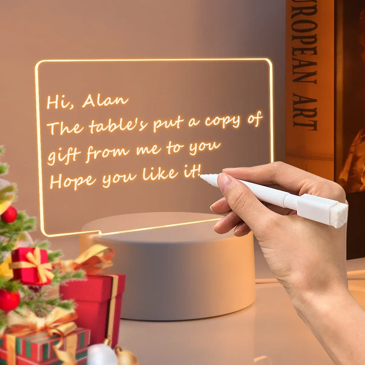 

Creative LED Night Light Note Board Rewritable Message Board with Pen Ambient Lamp Children Family Night Table Lamp Home Decor