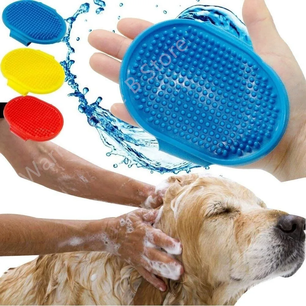 

Soft Rubber Pets Bath Brush Comb Hair Fur Silicone Washing Gloves for Grooming Massaging Exfoliating Shower Cleaning Supplies