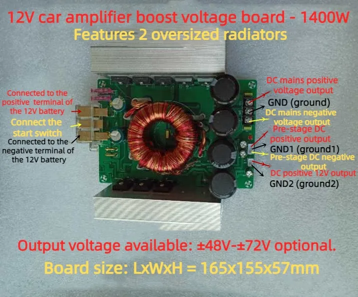 

Protected 12V Switching Power Supply 1200W High-power DC-DC Car Amplifier Inverter Boost Power Supply Board