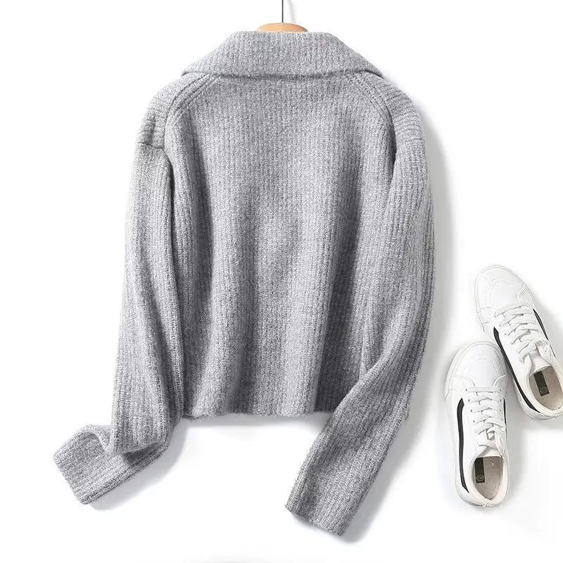 Withered Fashion Women's WInter Autumn Sweaters French Grey Knitted Coat Vintage Elegant Double breasted Suit Collar Cardigan
Withered Fashion Women's WInter Autumn Sweaters French Grey Knitted Coat Vintage Elegant Double breasted Suit Collar Cardigan