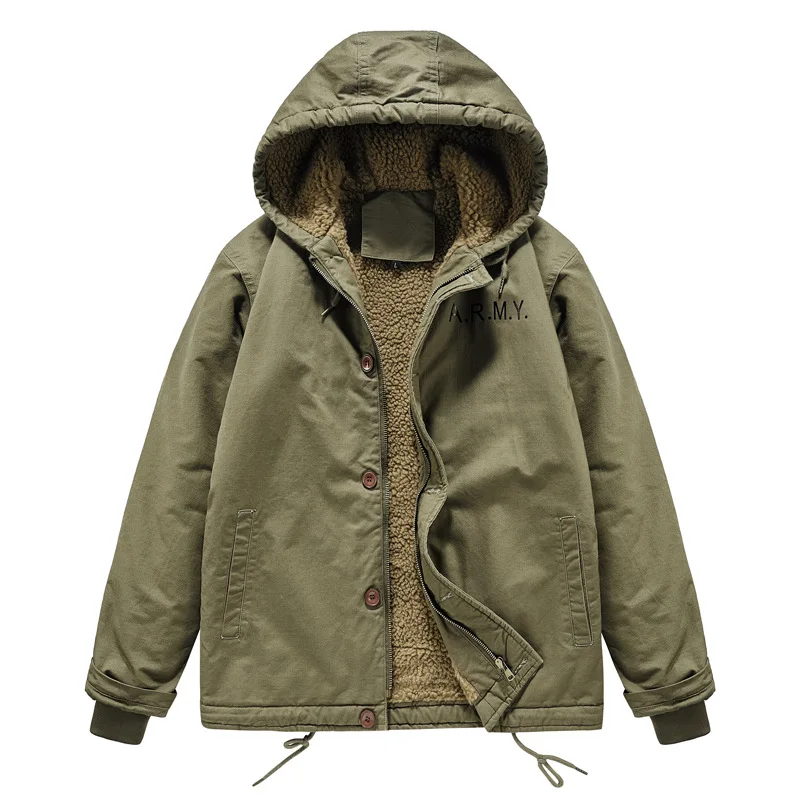 Retro Thickened Military Cotton Padded Mens Jacket Autumn Winter Long Sleeve Hooded Coat Zipper Outerwear Male Tops Size
Retro Thickened Military Cotton Padded Mens Jacket Autumn Winter Long Sleeve Hooded Coat Zipper Outerwear Male Tops Size