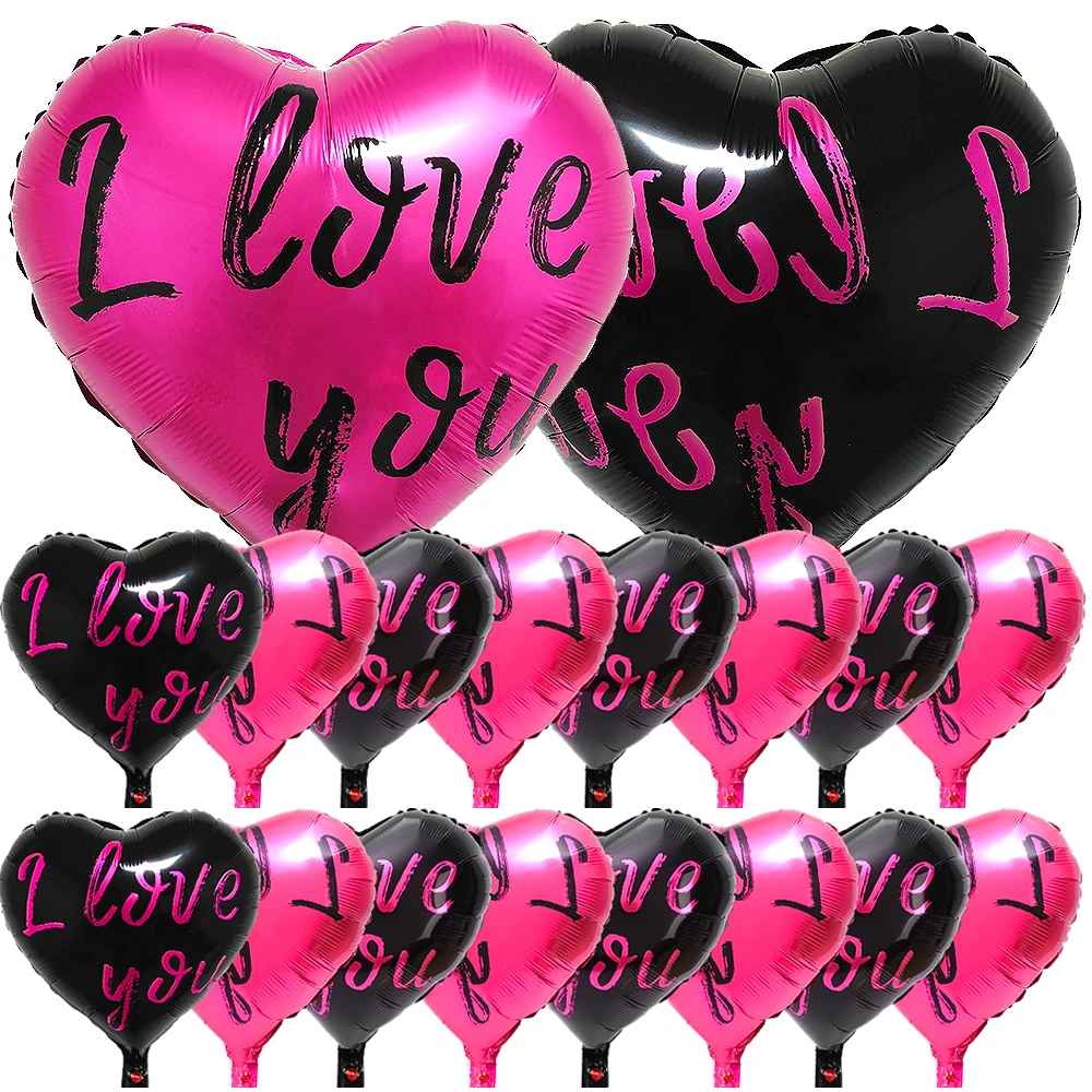 

5Pcs Heart Foil Balloons I Love You Valentines Day Anniversary Wedding Birthday Party Decoration Balloon DIY Supplies 18 Inch