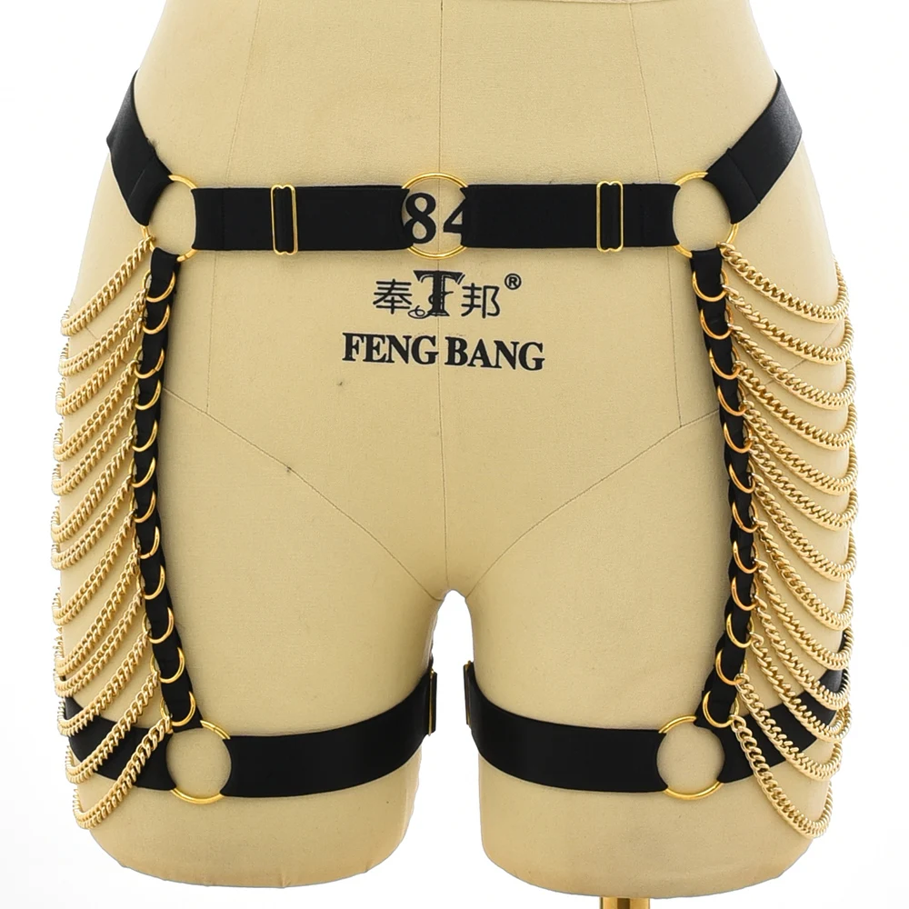 Fashion Goth Golden Body Chain Garter Belt Pole Dance Suspender Accessories Bondage Leg Garter Body Cage Elastic Rave Harness
Fashion Goth Golden Body Chain Garter Belt Pole Dance Suspender Accessories Bondage Leg Garter Body Cage Elastic Rave Harness