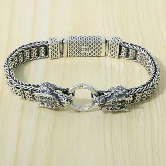 S925 Silver Bracelet Sterling Silver Aggressive Double Leader Hip Hop Personality Men's Rough Fashion Style Old Fashionable Chin
S925 Silver Bracelet Sterling Silver Aggressive Double Leader Hip Hop Personality Men's Rough Fashion Style Old Fashionable Chin