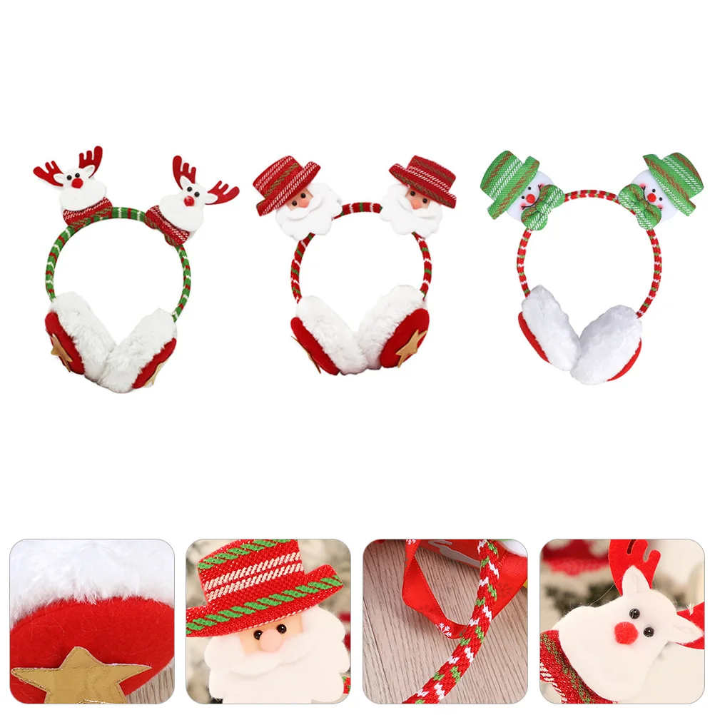 

3pcs Christmas Party Headband Reindeer Ears Xmas Tree Hairband Hair Kids Christmas Headpiece Headdress Headwear