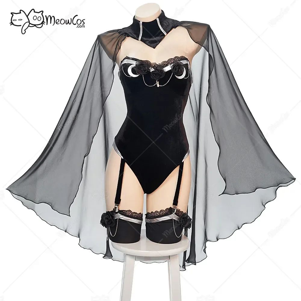 Meowcos Women Dark Witch Sexy Black Rose Decoration Sexy Lace Lingerie with Cloak and Stocking Cosplay Costumes
Meowcos Women Dark Witch Sexy Black Rose Decoration Sexy Lace Lingerie with Cloak and Stocking Cosplay Costumes
