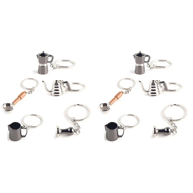 10PCS Creative Barista Coffee Tamper Keychain Espresso Portafilter Moka Pitcher Keyring Portable Coffee Accessories Gift
10PCS Creative Barista Coffee Tamper Keychain Espresso Portafilter Moka Pitcher Keyring Portable Coffee Accessories Gift