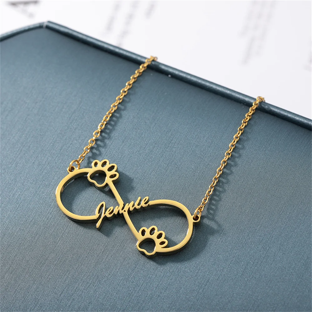 Custom Name Paw Infinity Necklace for Women Men Stainless Steel Fashion Letter Choker Pendant Chain Jewelry Christmas Gift
Custom Name Paw Infinity Necklace for Women Men Stainless Steel Fashion Letter Choker Pendant Chain Jewelry Christmas Gift