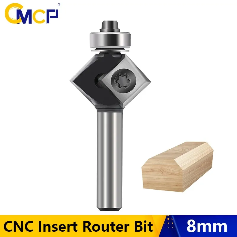 CMCP Milling Cutter 8mm Shank with 12mm Insert Chamfer Router Bits with Bearing Guide for Woodworker Edge Trimming Bits
CMCP Milling Cutter 8mm Shank with 12mm Insert Chamfer Router Bits with Bearing Guide for Woodworker Edge Trimming Bits
