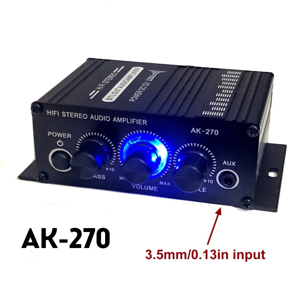 DC 12V Power Home Amplifier Audio Karaoke AK270 Theater Amplifier HIFI Sound 2 Channel Class Amplifier 3.5mm AUX Audio Input
DC 12V Power Home Amplifier Audio Karaoke AK270 Theater Amplifier HIFI Sound 2 Channel Class Amplifier 3.5mm AUX Audio Input