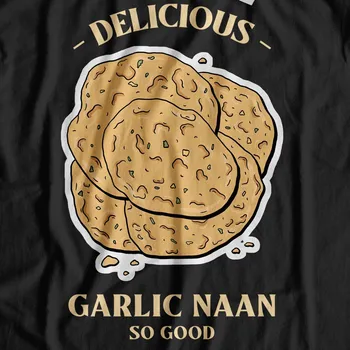 재미있는 인도 티셔츠, 카레 음식 요리 아이디어, 마늘 난 빵