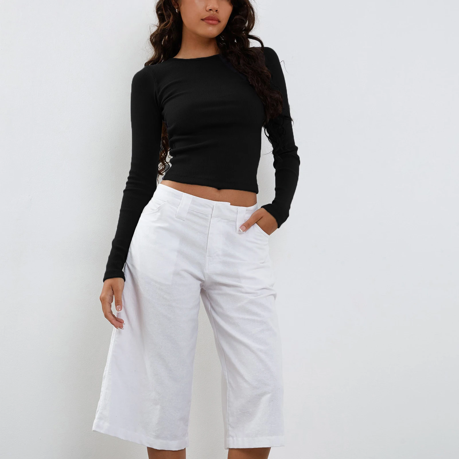 Женский укороченный топ в рубчик, Однотонная футболка с длинным рукавом, круглым вырезом и вырезом на спине, уличная одежда, Y2k, летний топ
Женский укороченный топ в рубчик, Однотонная футболка с длинным рукавом, круглым вырезом и вырезом на спине, уличная одежда, Y2k, летний топ