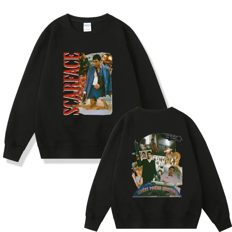 

Vintage Movie Scarface Tony Montana Sweatshirt Man's Gothic Pullover Sweatshirts Unisex Fashion Fleece Cotton Cool Streetwear