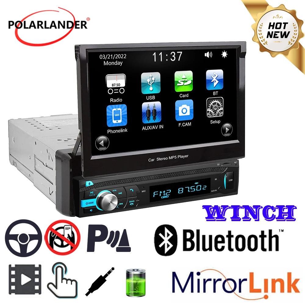 Car Multimedia Player Electric Telescopic Screen Bluetooth 1 DIN 7'' MP5 player Intelligent Voice AUX /SD/ USB for Universal
Car Multimedia Player Electric Telescopic Screen Bluetooth 1 DIN 7'' MP5 player Intelligent Voice AUX /SD/ USB for Universal