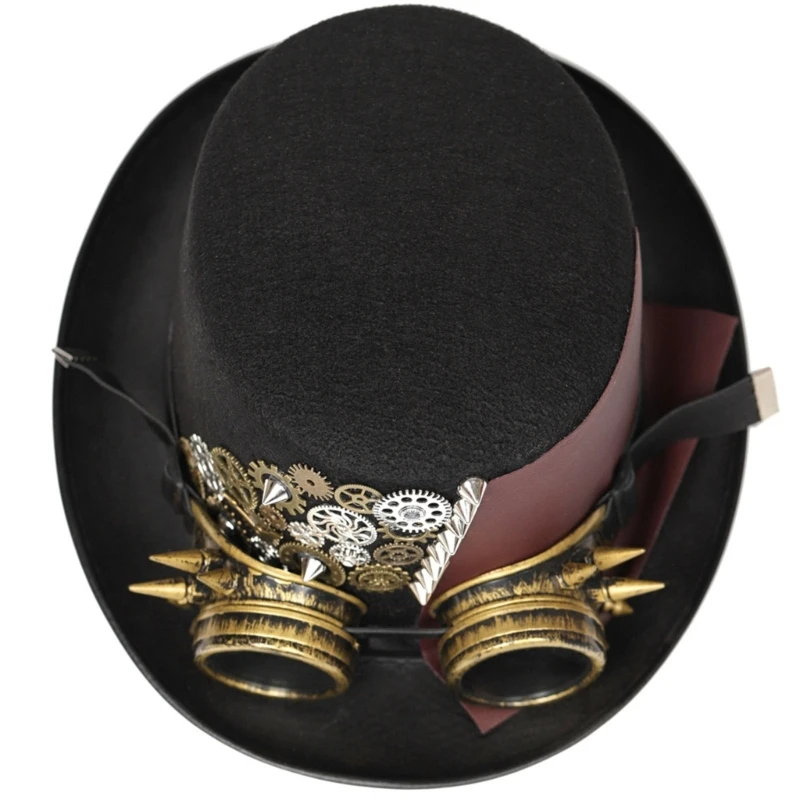 

Готический котелок цилиндр Хэллоуин стимпанк цилиндр мужчины с очками гей джаз шляпа