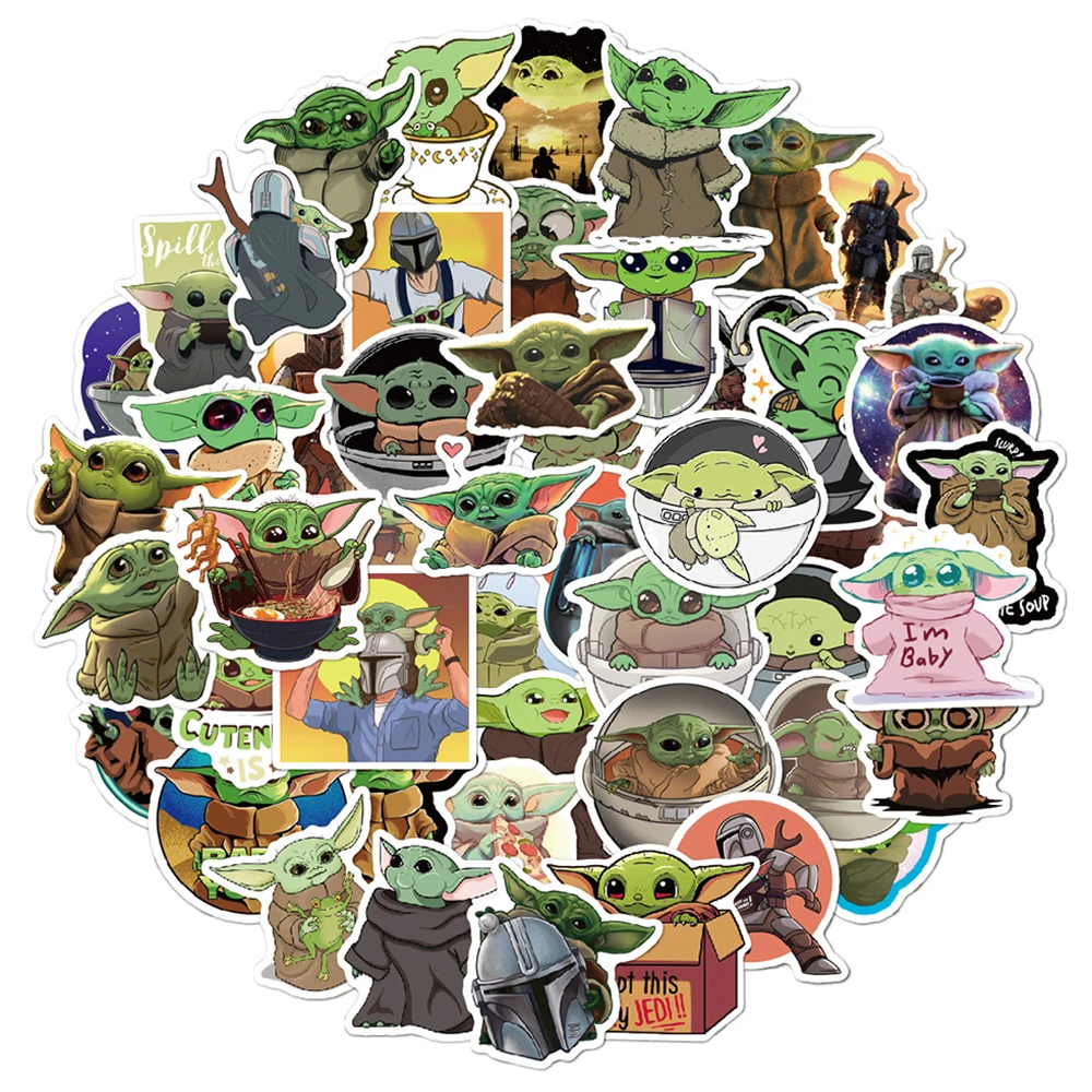 

10/30/50/70PCS Baby Yoda Stickers Disney Cartoon Star Wars Decals PVC Waterproof DIY Skateboard Luggage Laptop Kids Sticker Toy