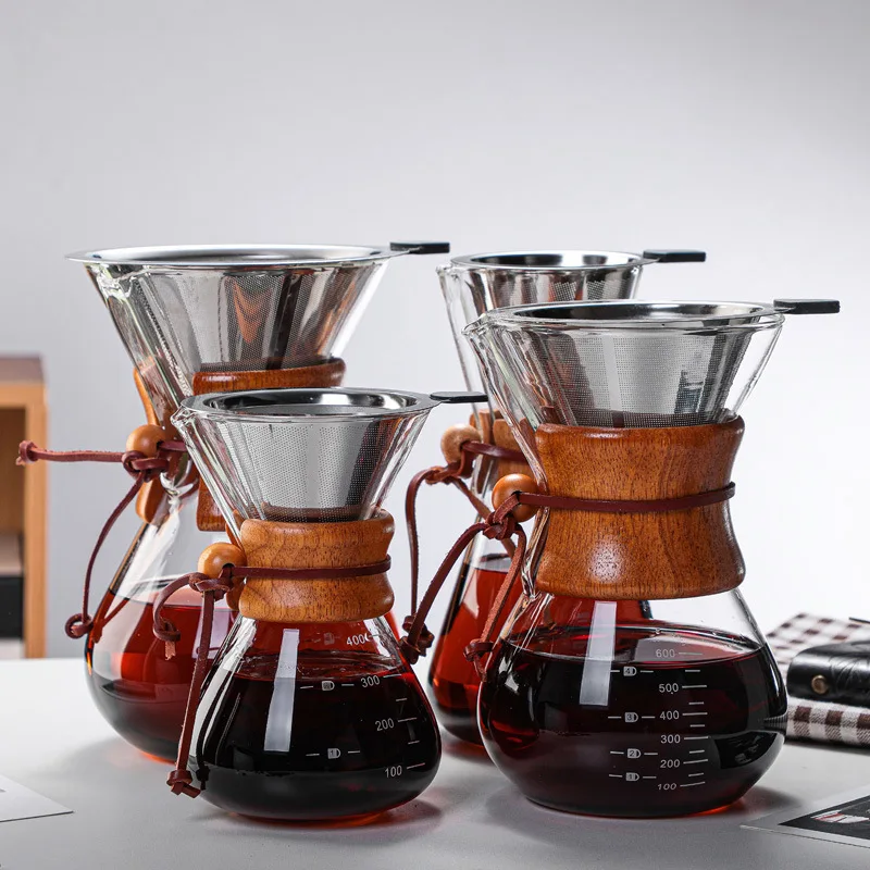 Coffee Pot Wooden Handle Hand Brew Coffee Glass Drip Sharing Pot with Stainless Steel Filter Coffee Ware 
Coffee Pot Wooden Handle Hand Brew Coffee Glass Drip Sharing Pot with Stainless Steel Filter Coffee Ware