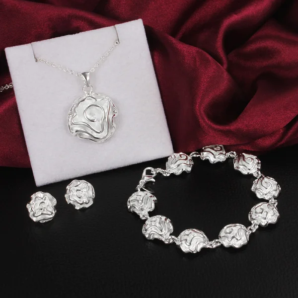 Trend Pretty Rose Flower 925 Sterling Silver Jewelry Set Earring Stud Bracelet Necklace for Women Fashion Party Couple Gifts
Trend Pretty Rose Flower 925 Sterling Silver Jewelry Set Earring Stud Bracelet Necklace for Women Fashion Party Couple Gifts