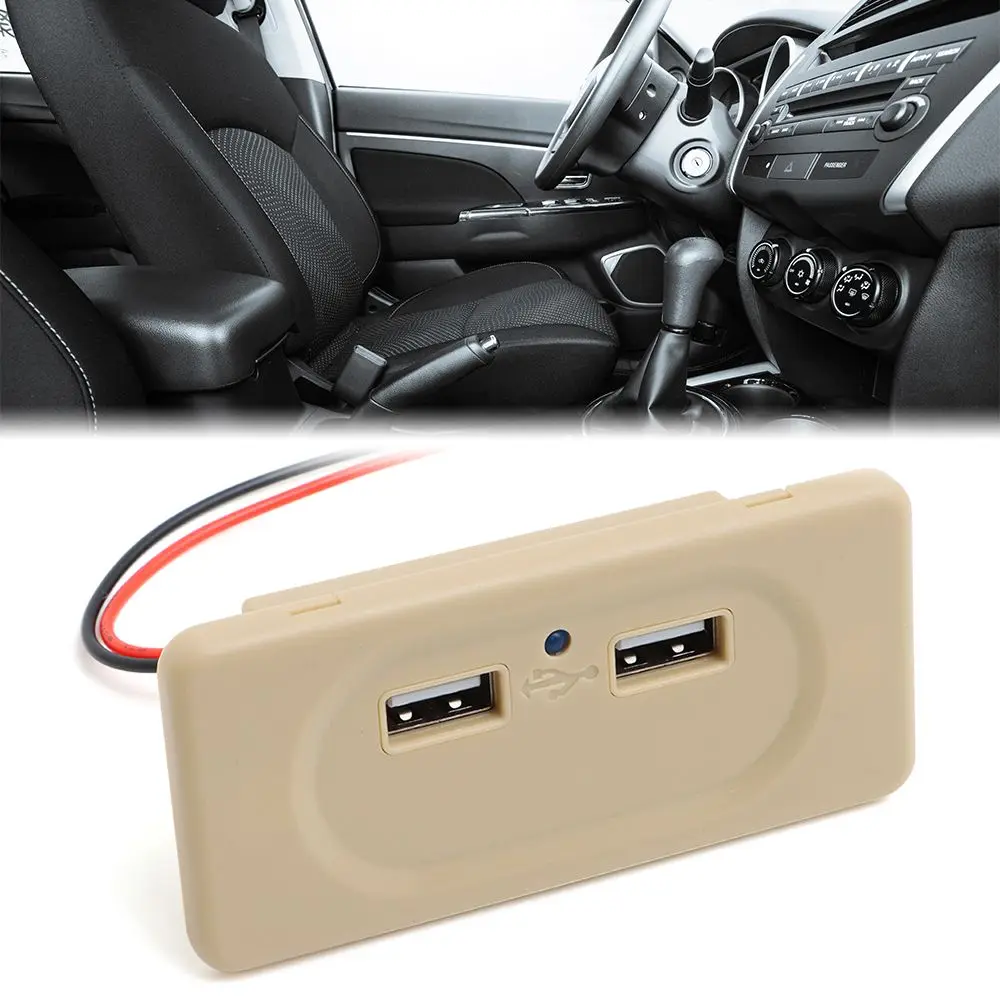 

12V 3.1A Dual USB Car Charger 2Port Adapter Power Socket Charging Panel Mount