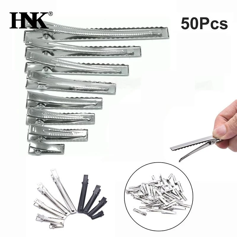 

20/50 Pcs Silver Flat Metal Single Prong Alligator Hair Clips Barrette For Bows DIY Accessories Hairpins 20mm/40mm/55mm/60mm