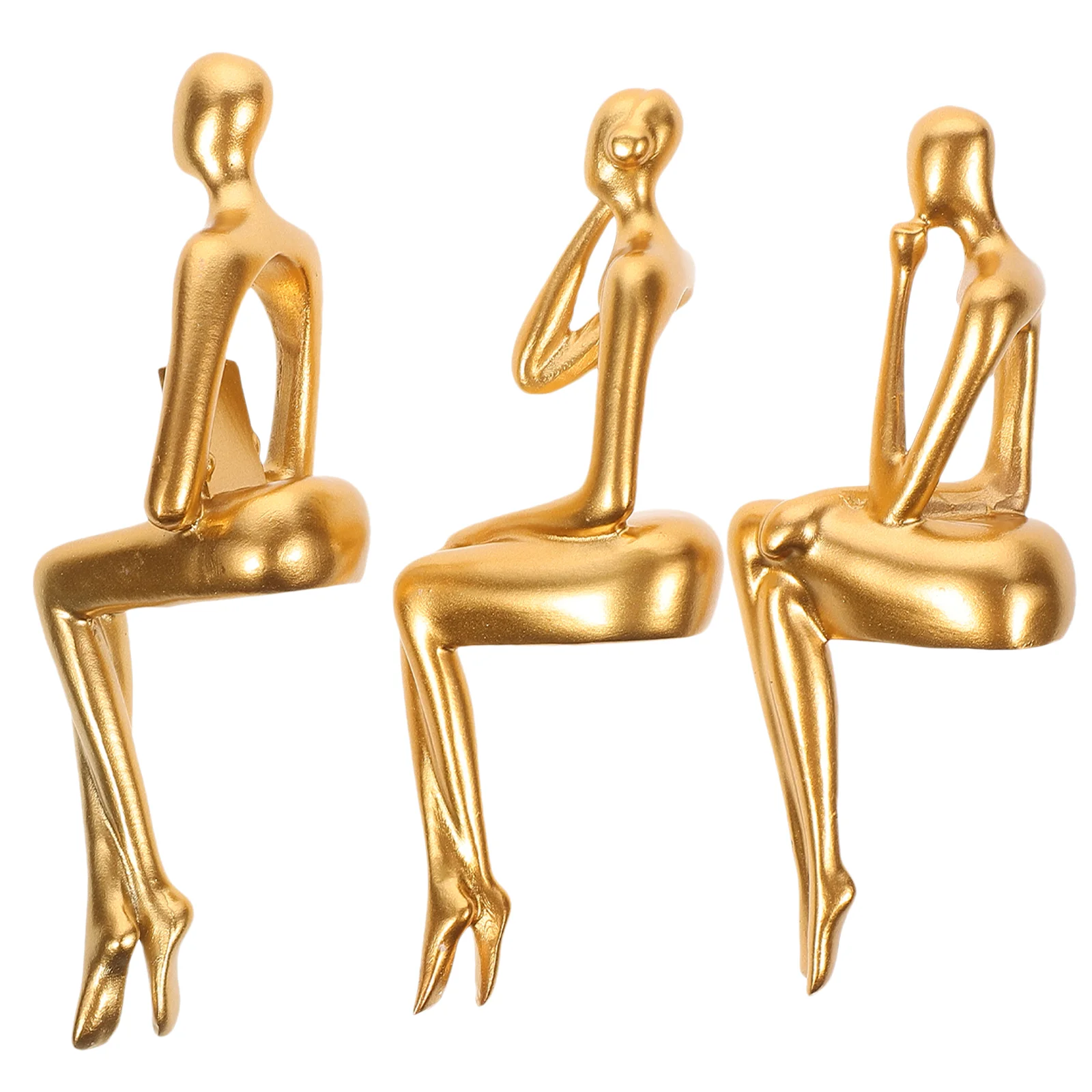 

3 Pcs Ornaments Resin Crafts Thinker Statues Decoration Abstract Statuette Decors Living Room Office