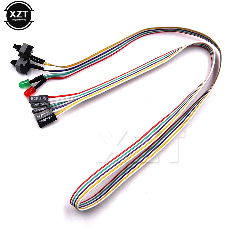

NEW High Quality PC Case Red Green LED Lamp ATX Power Supply Reset HDD Switch Lead 20"for PC Motherboard cable hot