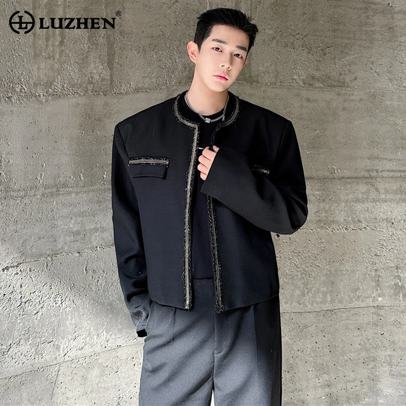 

LUZHEN 2024 New Spring Trendy Edge Splicing Design Casual Short Jacket Men's Elegant High Quality Luxury Mature Male Coat LZ1119