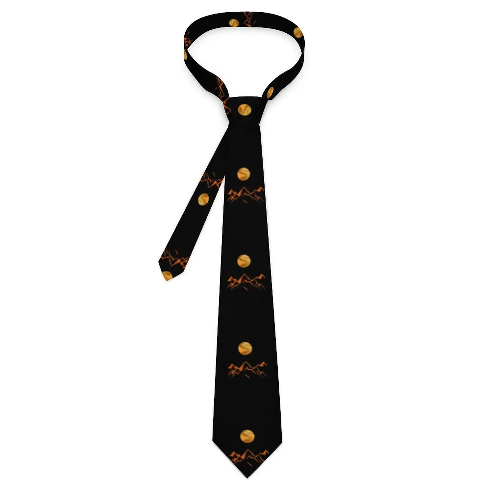 

Галстук геометрический в стиле ретро для мужчин, модный шейный галстук с рисунком гор, линий, солнца, луны, ландшафта, для косплея