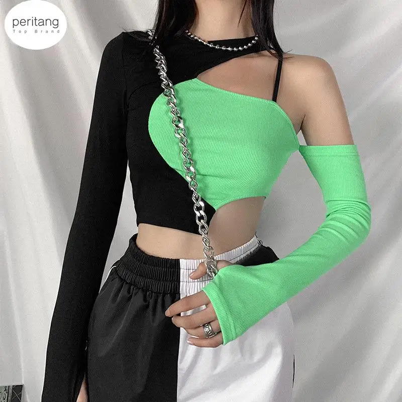Tees Punk Sexy Black Green Patchwork Top Gothic Bodycon Hollow Out Long Sleeve T-shirt Streetwear Chic Backless Cropped Top y2k
Tees Punk Sexy Black Green Patchwork Top Gothic Bodycon Hollow Out Long Sleeve T-shirt Streetwear Chic Backless Cropped Top y2k