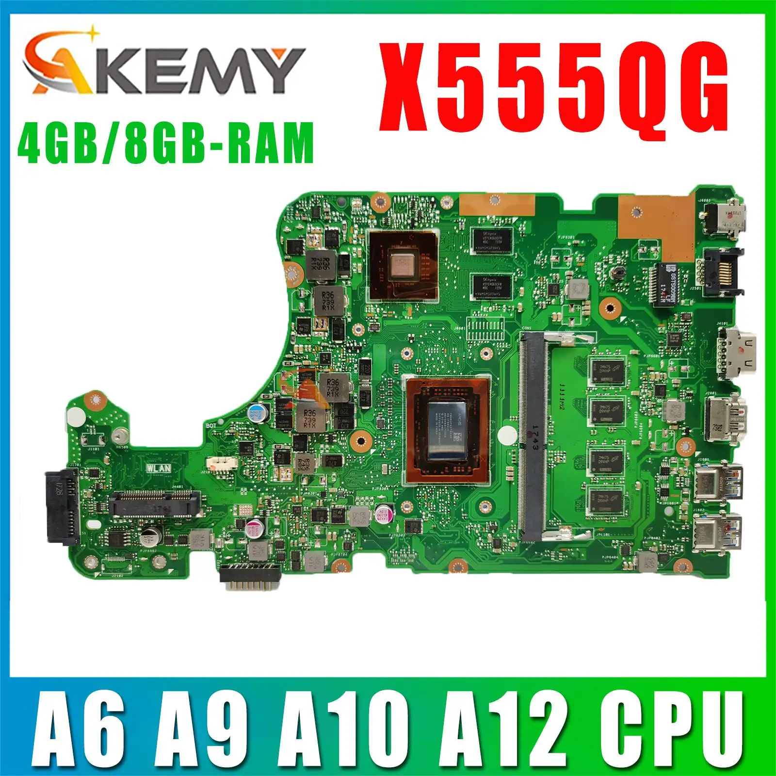 A555B Mainboard X555BP X555B A555Q X555QG X555Q X555QA X555BA Laptop Motherboard A6 A9 A10 A12 CPU 4GB/8GB-RAM PM/UMA
A555B Mainboard X555BP X555B A555Q X555QG X555Q X555QA X555BA Laptop Motherboard A6 A9 A10 A12 CPU 4GB/8GB-RAM PM/UMA