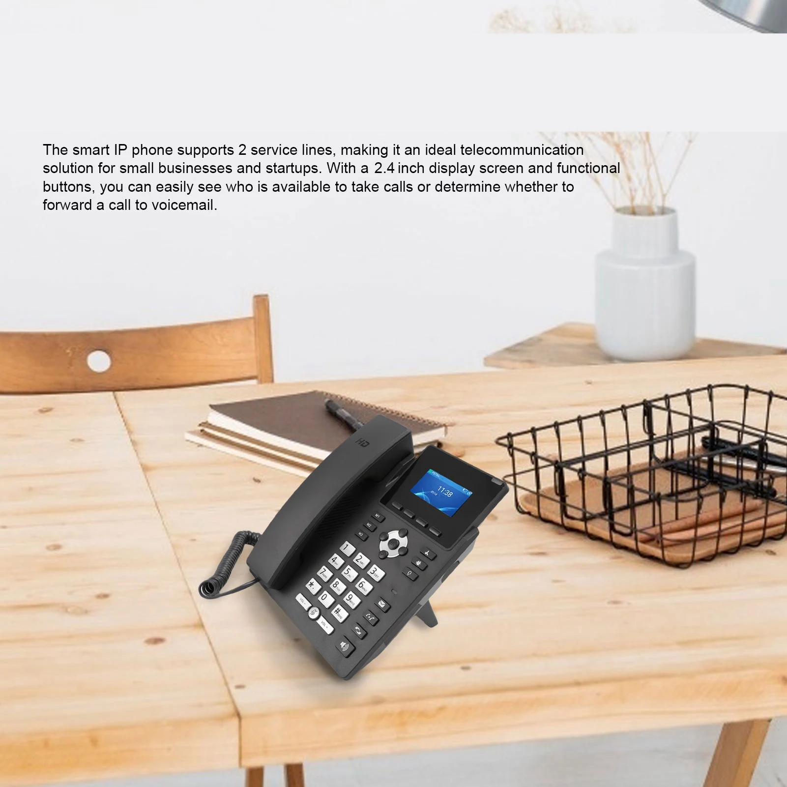 S5655693453974f30a94513b5be3d909aW IP Phone Business IP Phone IP Phone VoIP Accounts 2.4 Inch Color Display Dual Port Gigabit Ethernet Desktop Business Media Phone
