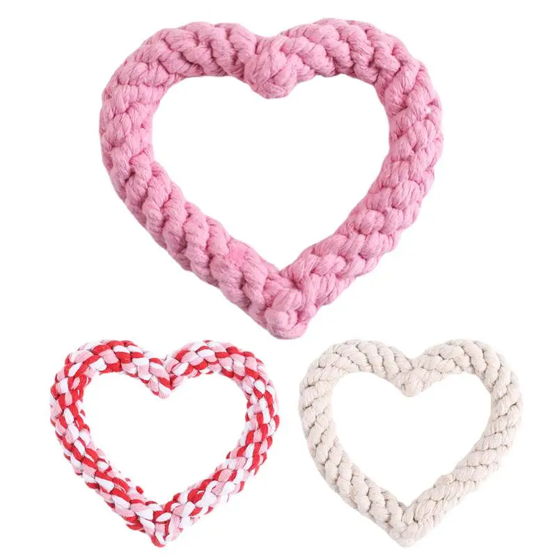 

Heart Rope Dog Toy Dog Chew Toys Heart Shaped Rope Dog Chew Toys For Aggressive Chewers Puppy Throwing Toy Pet Toys Dog Supplies