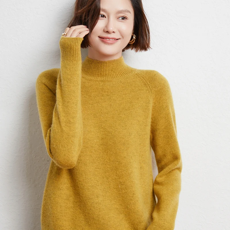 100% Wool Cashmere Sweater Women Half High Collar Long Sleeve Tops Knitted Pullovers Autumn Winter Clothing Warm Thick Jumper
100% Wool Cashmere Sweater Women Half High Collar Long Sleeve Tops Knitted Pullovers Autumn Winter Clothing Warm Thick Jumper